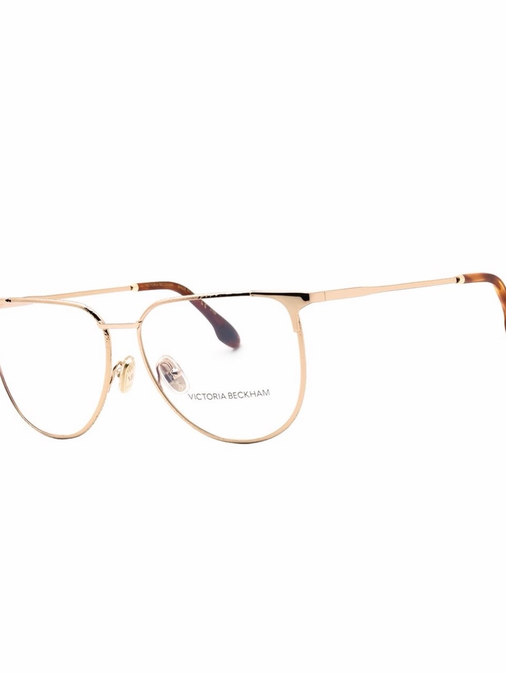 Victoria Beckham Gold Metal Round-Edge Aviator Optical Glasses